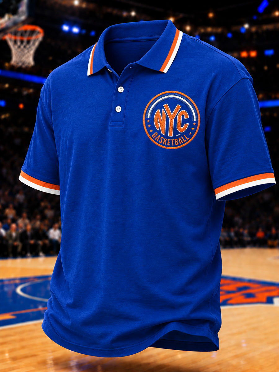 Men's Go New York Gift For Basketball Fans Print Casual Polo