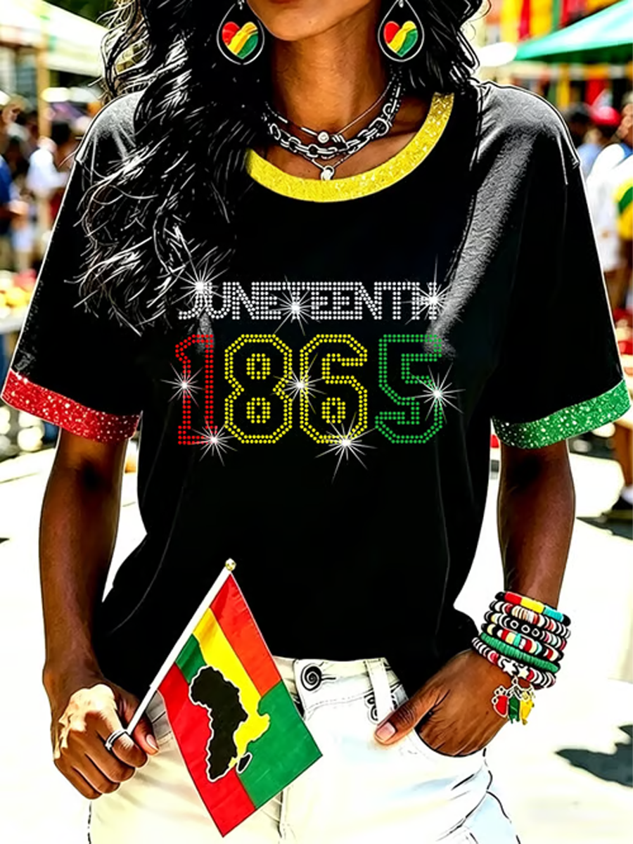 Women's Black Juneteenth short-sleeved T-shirt