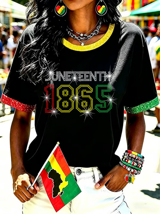 Women's Black Juneteenth short-sleeved T-shirt