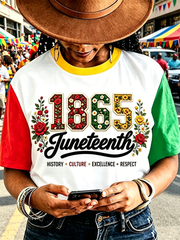 Women's Black Juneteenth short-sleeved T-shirt