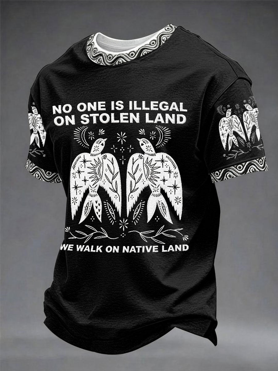 "No One Is Illegal on Stolen Land" — International Indigenous Peoples' Day Casual Unisex T-Shirt