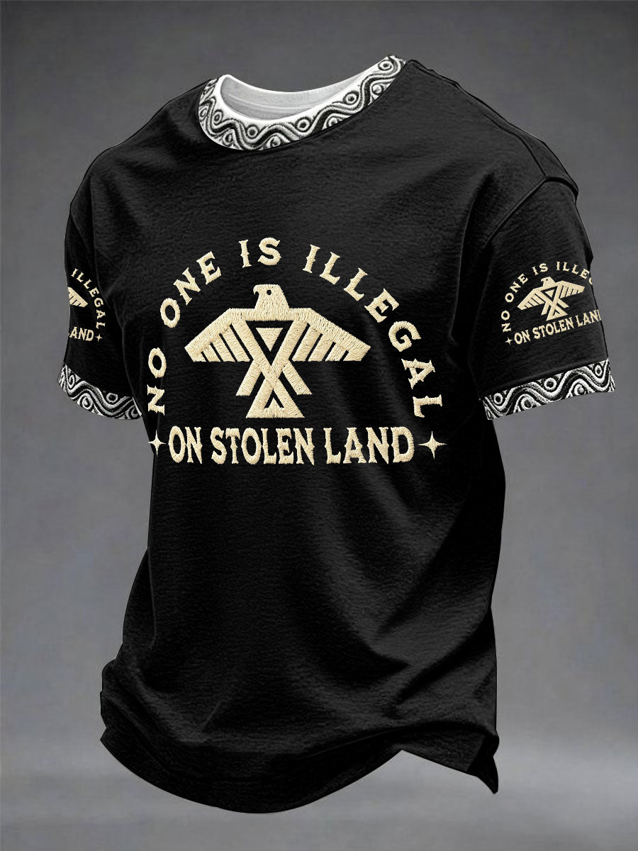 "No One Is Illegal on Stolen Land" — International Indigenous Peoples' Day Casual Unisex T-Shirt