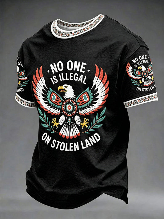 "No One Is Illegal on Stolen Land" — International Indigenous Peoples' Day Casual Unisex T-Shirt