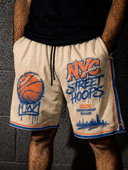 Men's Retro New York City Street Basketball Graphic Shorts