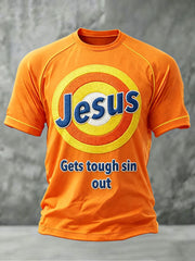 Men's Funny Christ Print Casual T-shirt