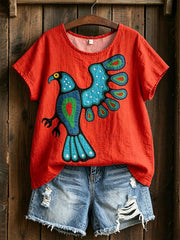 Women's Indigenous Art Cotton Linen Shirt