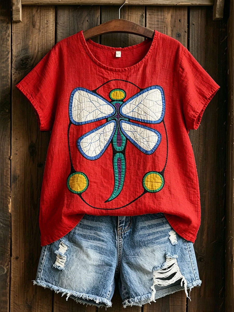 Women's Indigenous Art Cotton Linen Shirt