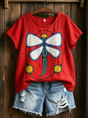 Women's Indigenous Art Cotton Linen Shirt