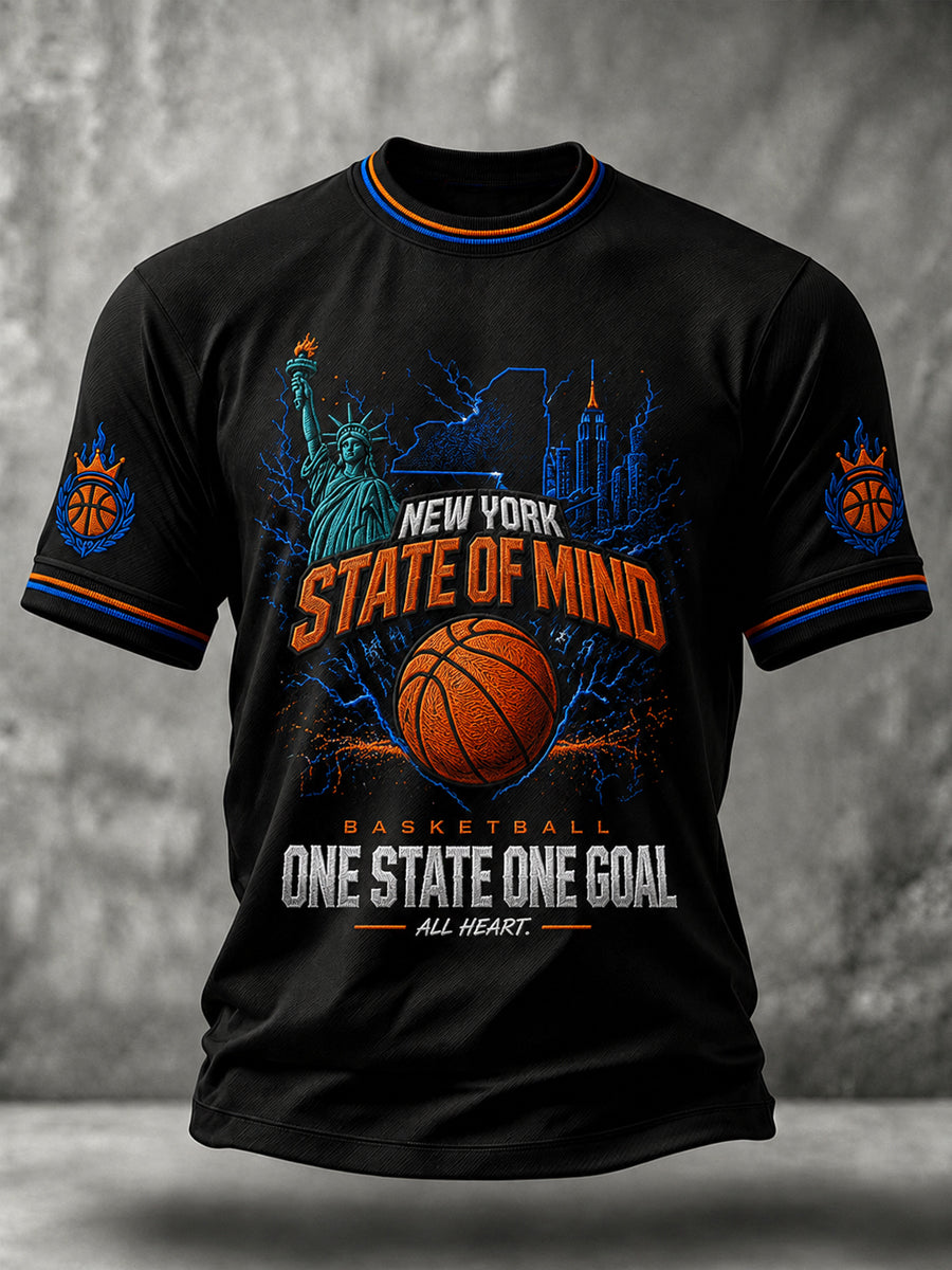 Men's Classic Basketball Fan Graphic Short Sleeve O-neck T-shirt