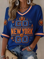 Women's Classic Basketball Fan Graphic Waffle T-shirt