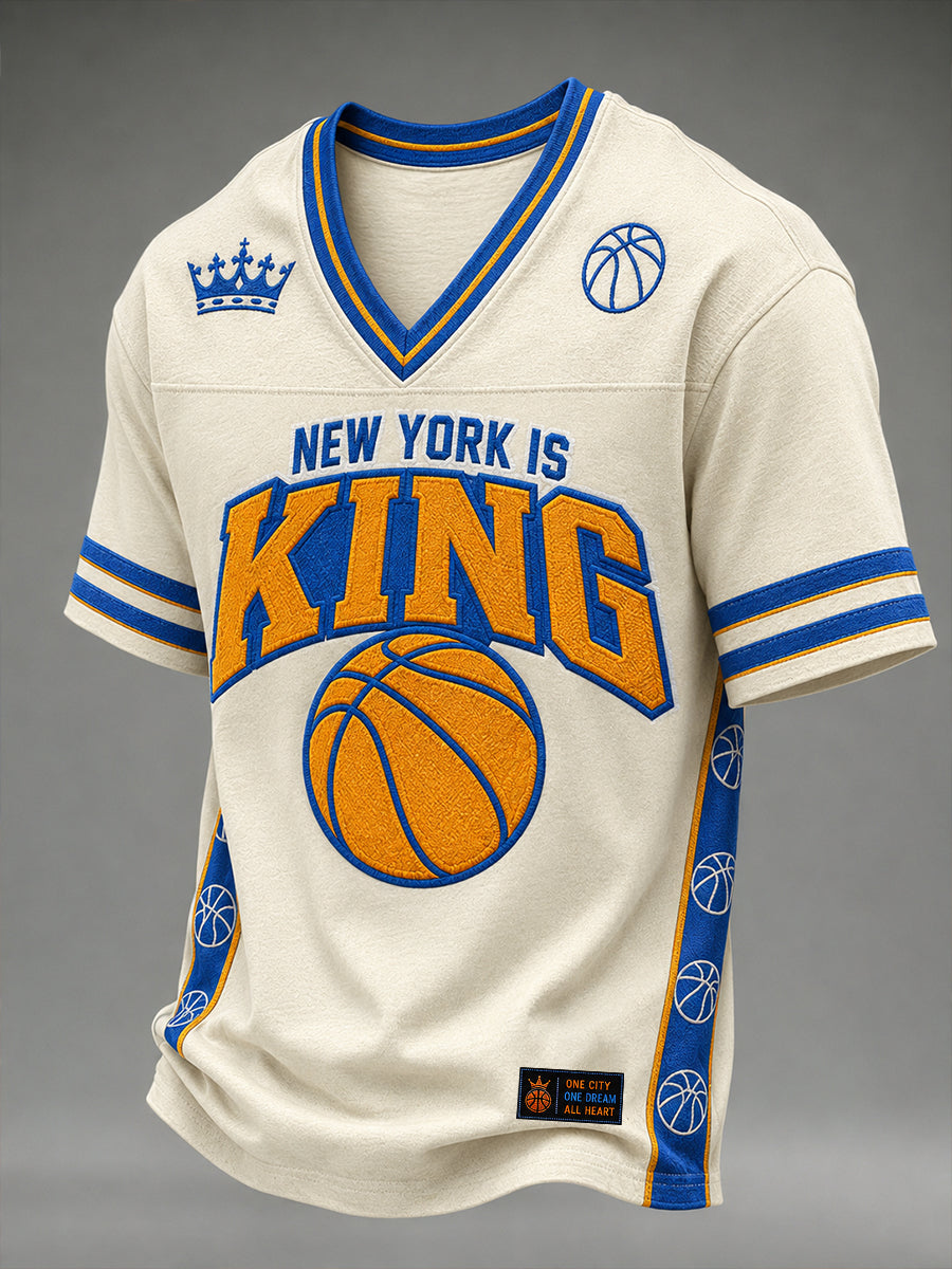 Men's Classic Basketball Fan Graphic Short Sleeve V-neck T-shirt