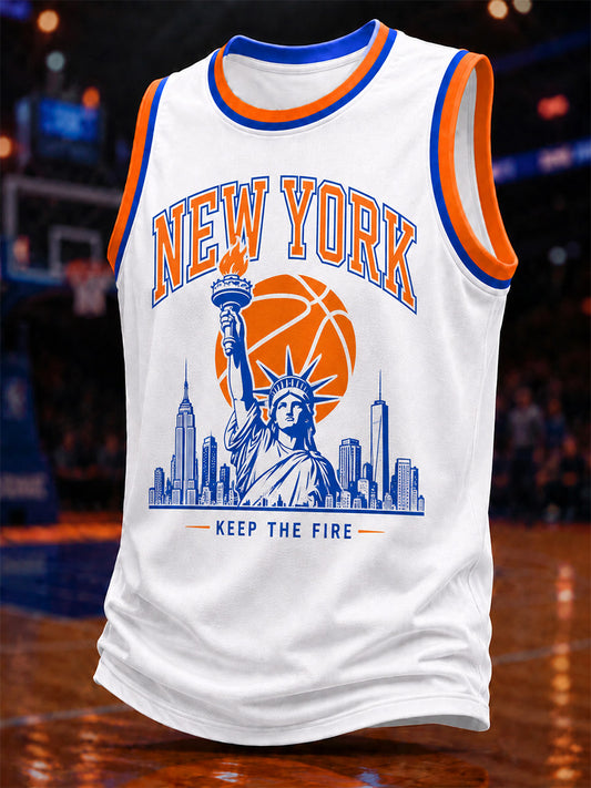 Men's GO NEW YORK GO! Gift For Basketball Fans Print Casual Vest