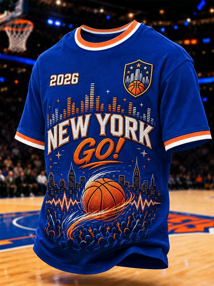 Men's Go New York! Gift For Basketball Fans Print Casual Tee