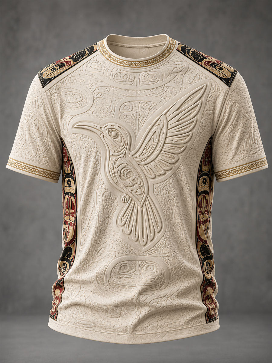 Men's Indigenous Art Print Casual T-Shirt