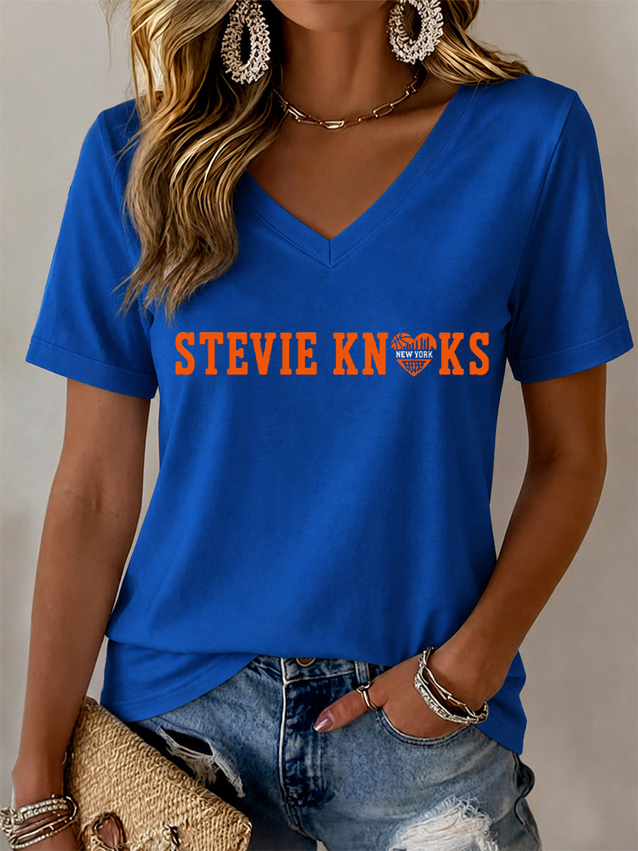 Women's Gift For Basketball Fans Print Casual V-Neck Tee