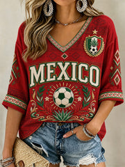 Women's Gift For Football Fans Print Casual V-Neck Tee