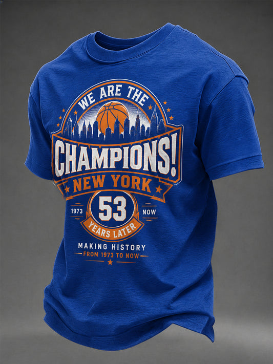 Men's We Are The Champions! Gift For Basketball Fans Print Casual Tee