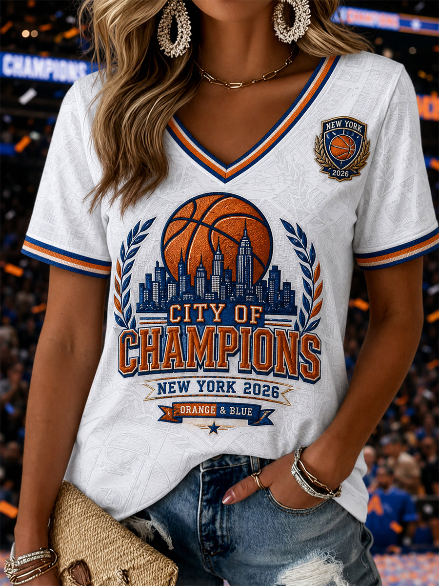 Women's Gift For Basketball Fans Print Casual V-Neck Tee