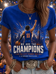 Women's New York Basketball Champions Celebration Print Casual Tee
