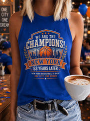 Women's New York Basketball Champions Celebration Print Casual Vest