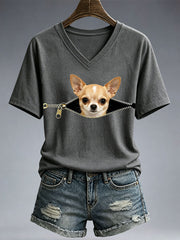 Women's Funny Chihuahua Print T-Shirt