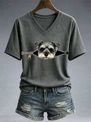 Women's Funny Schnauzer Print T-Shirt
