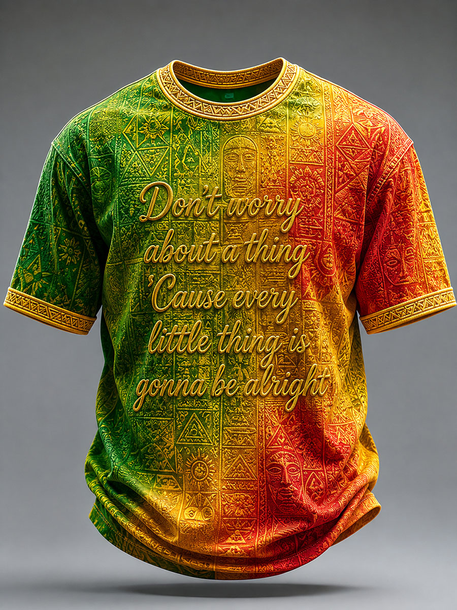 Men's Every Little Thing Is Gonna Be Alright Printed Casual T-Shirt