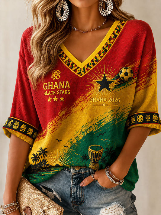 Women's 2026 Ghana Football Style Waffle T-shirt