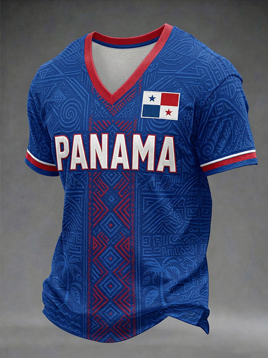 Men's Panama Soccer Printed Casual T-Shirt