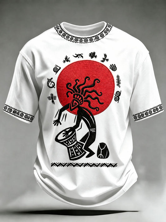 Men's Indigenous Art Print Casual T-Shirt