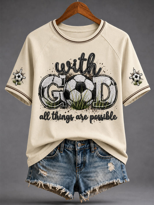 Women's Christian With All Thing Are Possible Print Casual Tee