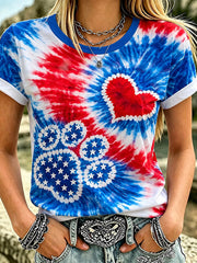 Women's Red White Blue Tie Dye T-shirt