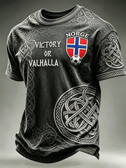 Men's Norway Football Victory or Valhalla Viking Celtic Knot Print short sleeves t-shirt