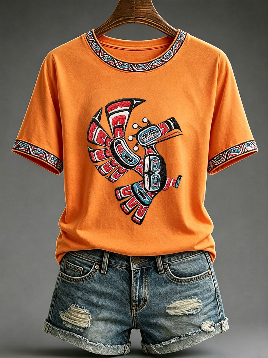 Women's Indigenous Totem Print Casual T-Shirt