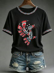 Women's Indigenous Totem Print Casual T-Shirt