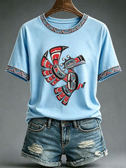 Women's Indigenous Totem Print Casual T-Shirt