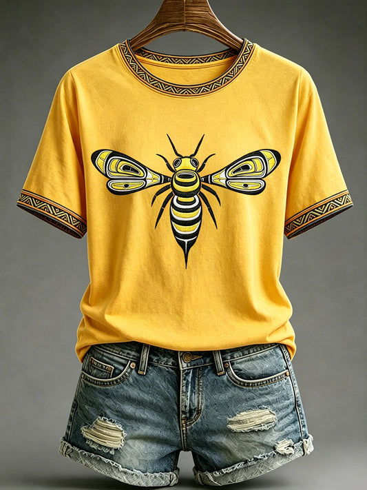 Women's Indigenous Totem Print Casual T-Shirt
