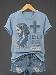 Women's Christian Jesus The Way The Truth The Life Print Casual Tee