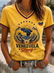 Women's Venezuela Strong Printed V-neck T-shirt