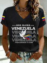 Women's VENEZUELA Printed V-neck T-shirt