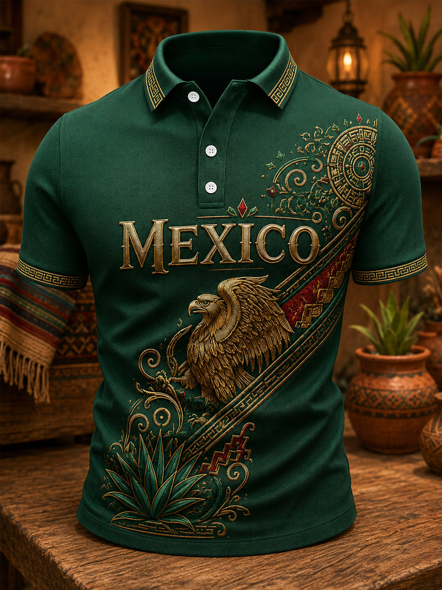 Men's Mexico Print Casual Polo