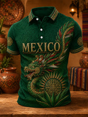 Men's Mexico Print Casual Polo