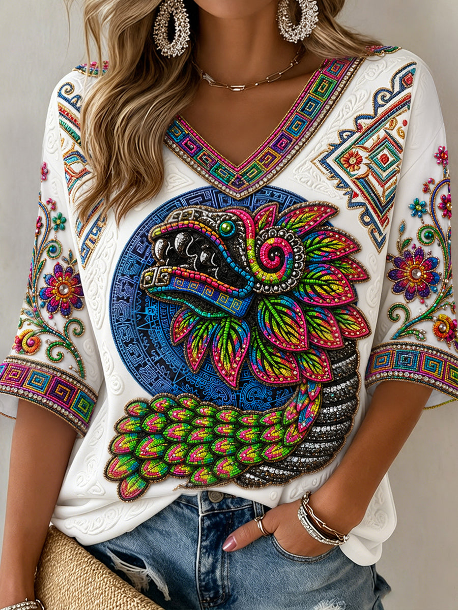 Women's Mexico Guelaguetza Lele Doll Art Printed T-shirt
