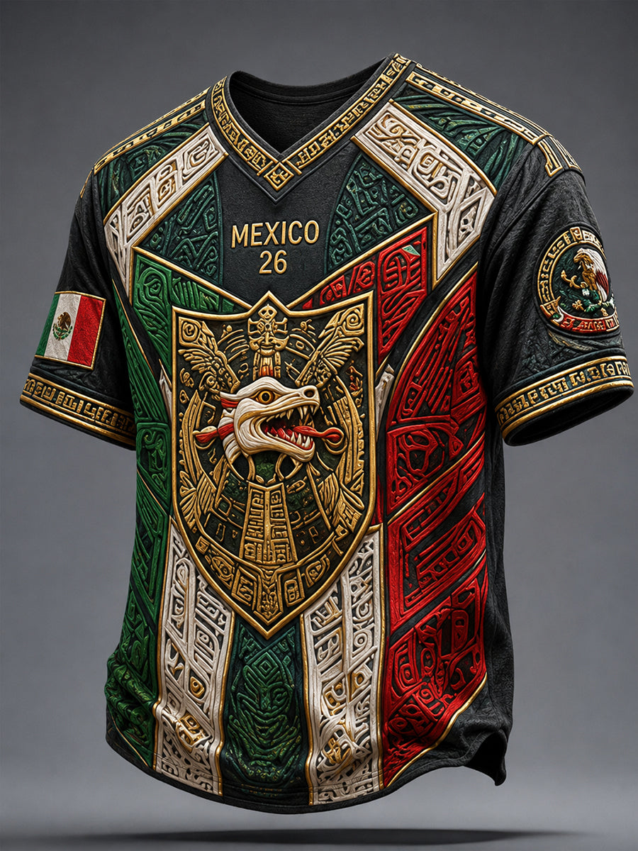 Men's Mexico Football Lover Papel Picado Art Printed T-shirt