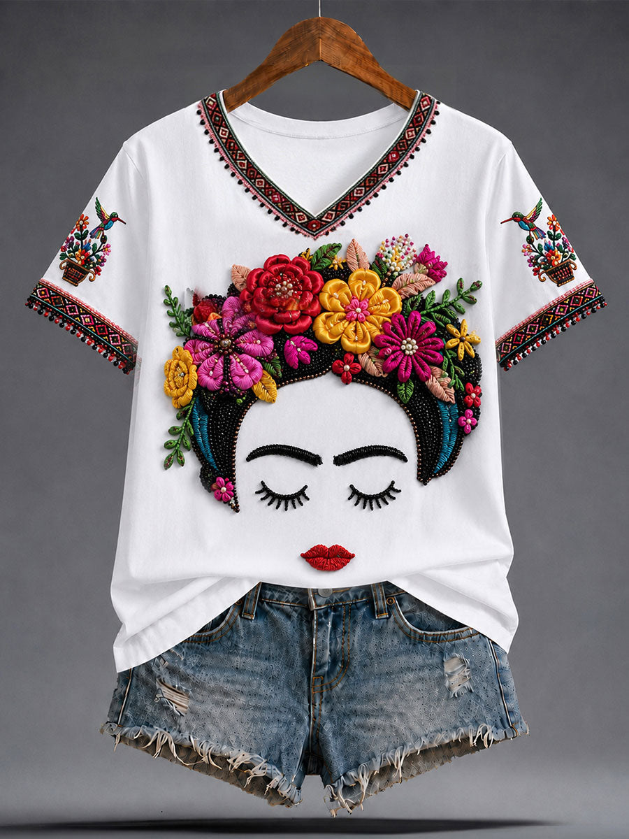 Women's Mexico Guelaguetza Lele Doll Art Printed T-shirt