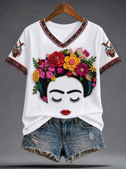 Women's Mexico Guelaguetza Lele Doll Art Printed T-shirt