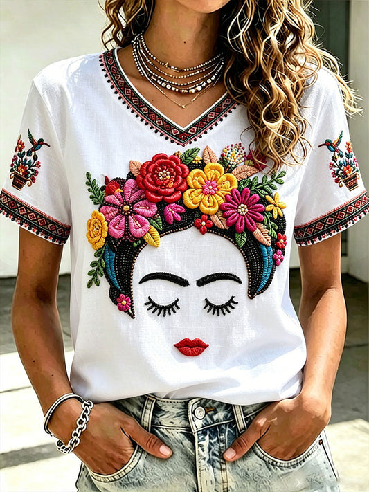 Women's Mexico Guelaguetza Lele Doll Art Printed T-shirt