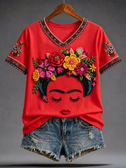 Women's Mexico Guelaguetza Lele Doll Art Printed T-shirt