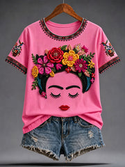 Women's Guelaguetza Mexico Lele Doll Art Printed T-shirt