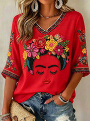 Women's Mexico Guelaguetza Lele Doll Art Printed T-shirt